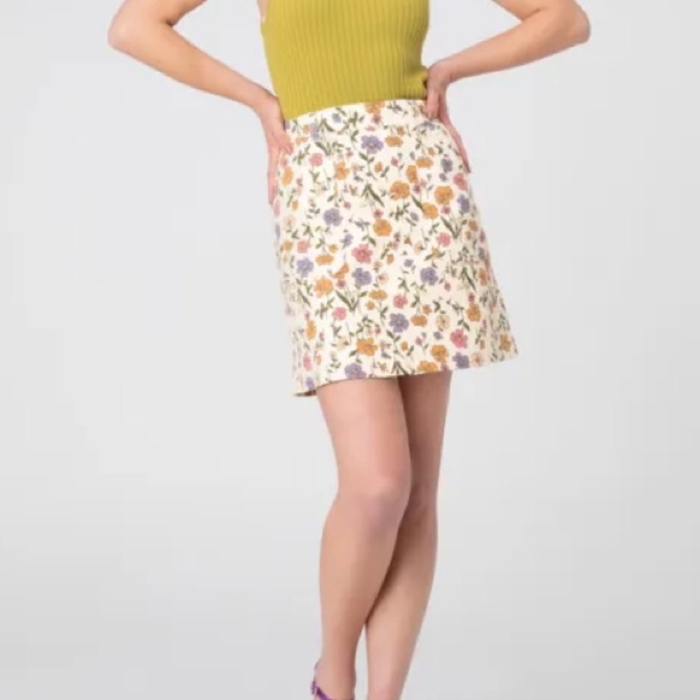 Princess Highway Heather Ditsy Drill Mini Skirt in Cream Size 10